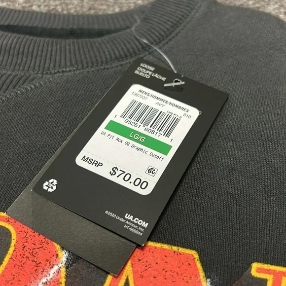 Under Armour Project Rock Iron Paradise Cutoff Sweatshirt Men L 1367037-010 - Picture 5 of 5